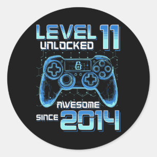 Level 11 freigeschaltet Videospielparty 11. Geburt Runder Aufkleber