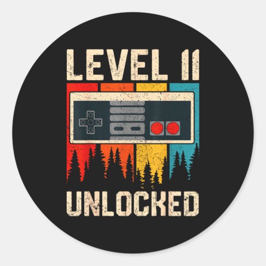 Level 11 freigeschaltete Videospiel-Controller-Geb Runder Aufkleber (Vorderseite)