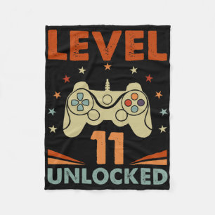 Level 11 Unlock Video Gamer 11. Geburtstag 11 Jahr Fleecedecke