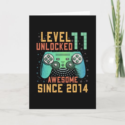 Level 11 Unlocked 11th Birthday 11 Year Old Boy Gi Karte (Vorderseite)
