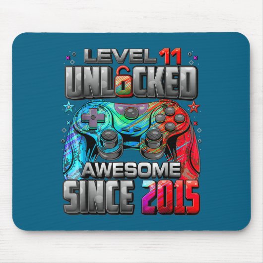 Level 11 Unlocked Awesome Since 2015 11th Birthday Mousepad (Vorne)