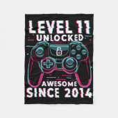 Level 11 Unlocked Video Game 11th Birthday Gamer B Fleecedecke (Vorderseite)