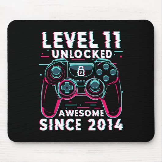 Level 11 Unlocked Video Game 11th Birthday Gamer B Mousepad (Vorne)
