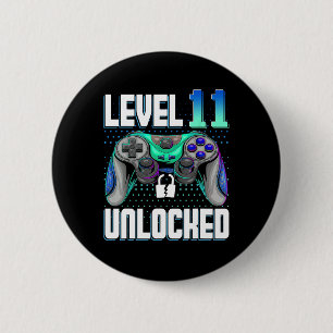 Level 11 Unlocked Video Game 11th Birthday Gamer G Button