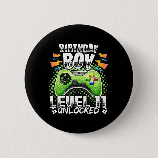 Level 11 Unlocked Video Game 11th Birthday Gamer G Button (Vorderseite)
