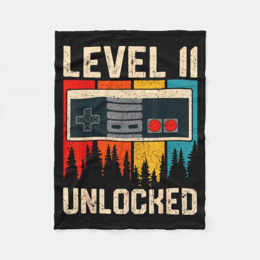 Level 11 Unlocked Video Game Controller Birthday M Fleecedecke (Vorderseite)
