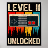 Level 11 Unlocked Video Game Controller Birthday M Poster (Vorne)