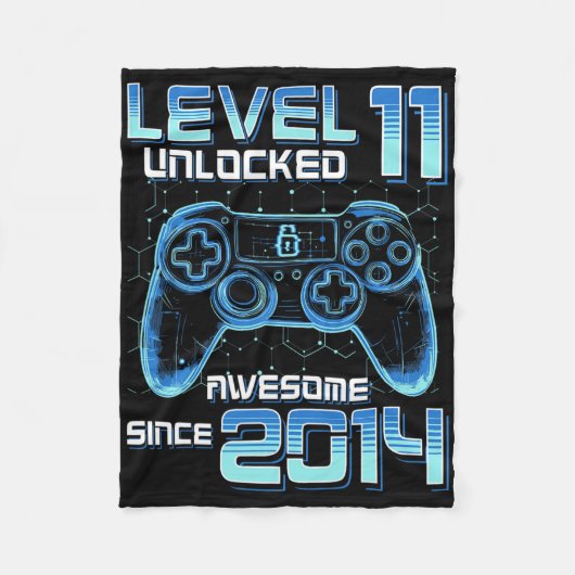 Level 11 Unlocked Video Game Party 11th Birthday G Fleecedecke (Vorderseite)