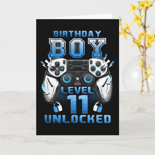 Level 11 Unlocked Video Gamer 11th Birthday Boys Karte (Gelbe Blume)