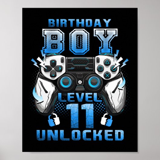 Level 11 Unlocked Video Gamer 11th Birthday Boys  Poster (Vorne)