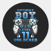 Level 11 Unlocked Video Gamer 11th Birthday Boys Runder Aufkleber (Vorderseite)