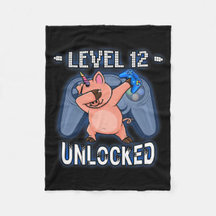 Level 12 freigeschaltet - Dabbing Piggycorn Gamer  Fleecedecke