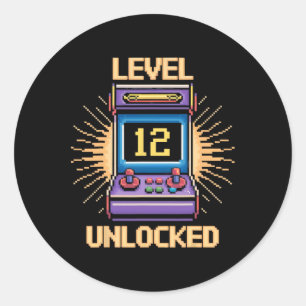 Level 12 freigeschaltet Geburtstag Gamer 12 Jahre Runder Aufkleber