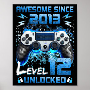 Level 12 freigeschaltet Videospieler 12 Jahre alt Poster