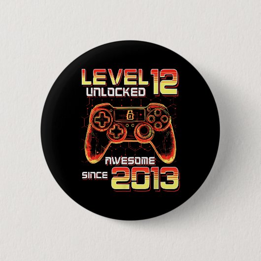 Level 12 freigeschaltet Videospielparty 12. Geburt Button (Vorderseite)