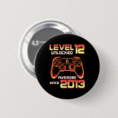 Level 12 freigeschaltet Videospielparty 12. Geburt Button (Vorne & Hinten)