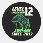Level 12 Unlocked Awesome Since 2013 12th Birthday Runder Aufkleber (Vorderseite)