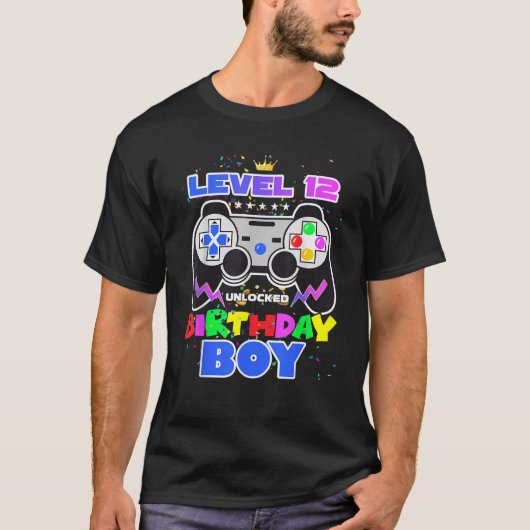 Level 12 Unlocked Birthday Boy 12th Birthday Video T-Shirt (Vorderseite)