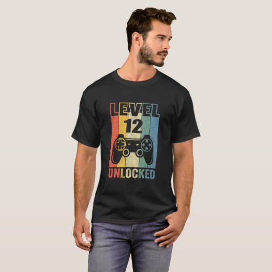 Level 12 Unlocked Shirt Funny Video Gamer 12th Bir (Vorne ganz)