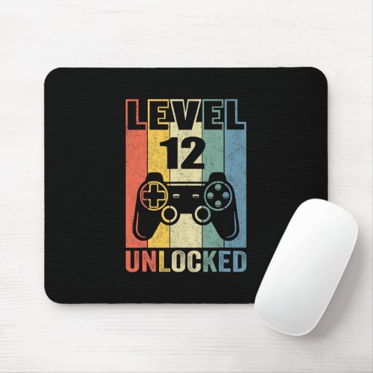 Level 12 Unlocked Shirt Funny Video Gamer 12th Bir Mousepad (Mit Mouse)