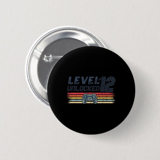 Level 12 Unlocked Video Game 12th Birthday Gamer B Button (Vorne & Hinten)