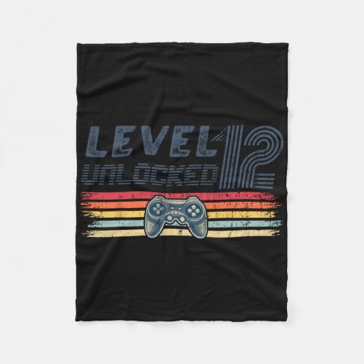 Level 12 Unlocked Video Game 12th Birthday Gamer B Fleecedecke (Vorderseite)