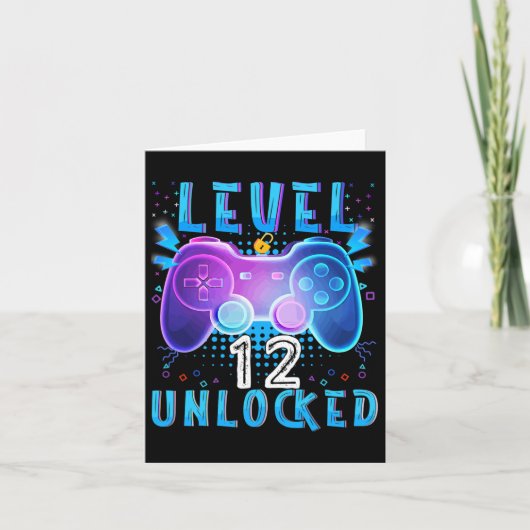 Level 12 Unlocked Video Game 12th Birthday Gamer B Karte (Vorderseite)