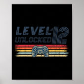 Level 12 Unlocked Video Game 12th Birthday Gamer B Poster (Vorne)