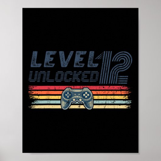 Level 12 Unlocked Video Game 12th Birthday Gamer B Poster (Vorne)