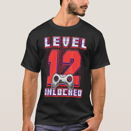 Level 12 Unlocked Video Game 12th Birthday Gamer B T-Shirt (Vorderseite)