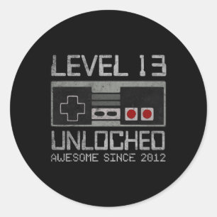 Level 13 freigeschaltet 13. Geburtstag 13-jähriges Runder Aufkleber