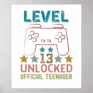 Level 13 freigeschaltet offizieller Teenager-Gamer Poster