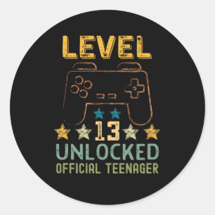 Level 13 freigeschaltet offizieller Teenager lusti Runder Aufkleber