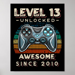 Level 13 Unlock Video Game 13. Geburtstag 13 Jahre Poster
