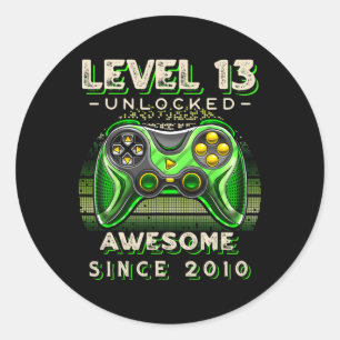 Level 13 Unlock Video Game 13. Geburtstag 13 Jahre Runder Aufkleber