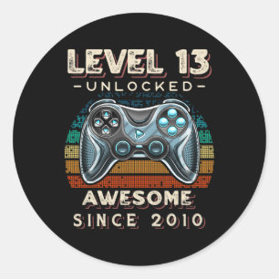 Level 13 Unlock Video Game 13. Geburtstag 13 Jahre Runder Aufkleber