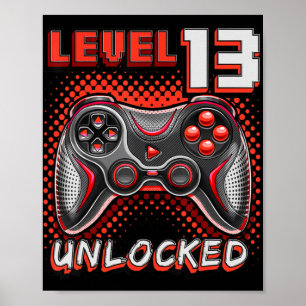 Level 13 Unlock Video Game 13. Geburtstag Gamer B Poster