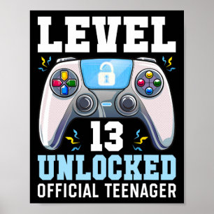Level 13 Unlock Video Game 13. Geburtstag Gamer B Poster