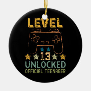 Level 13 unlocked 13th birthday gamers video game keramik ornament