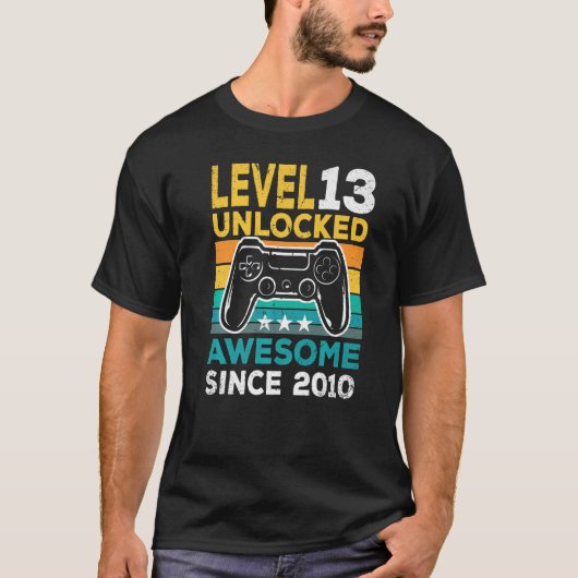 Level 13 Unlocked Awesome Since 2010 Video Game Bi T-Shirt (Vorderseite)