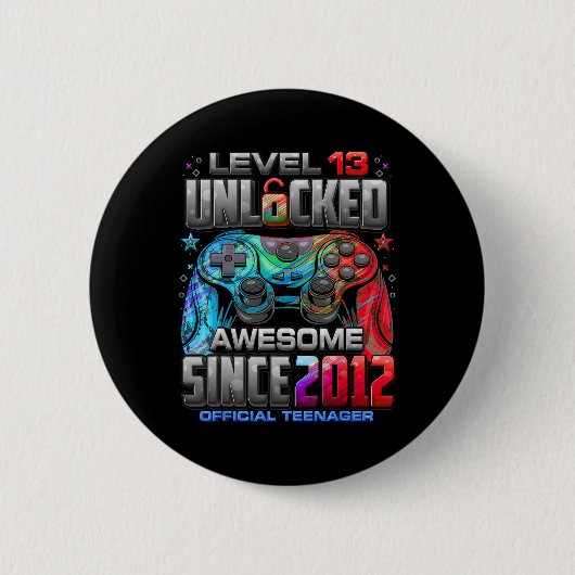 Level 13 Unlocked Awesome Since 2012 13th Birthday Button (Vorderseite)