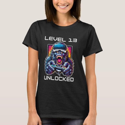 Level 13 Unlocked Funny Video Gamer 13th Birthday T-Shirt (Vorderseite)