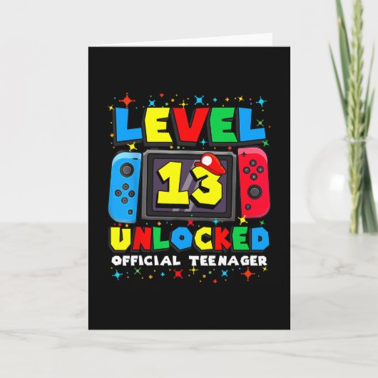 Level 13 Unlocked Gamer 13th Birthday Gift Video G Karte (Vorderseite)