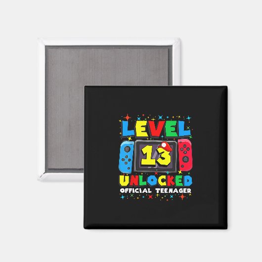 Level 13 Unlocked Gamer 13th Birthday Gift Video G Magnet (Vorderseite/Rückseite)