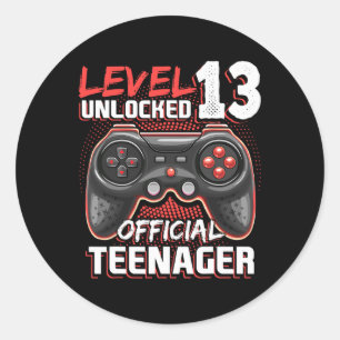 Level 13 Unlocked Offial Teenager Video Game 13t Runder Aufkleber