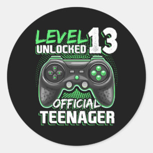 Level 13 Unlocked Offial Teenager Video Game 13t Runder Aufkleber