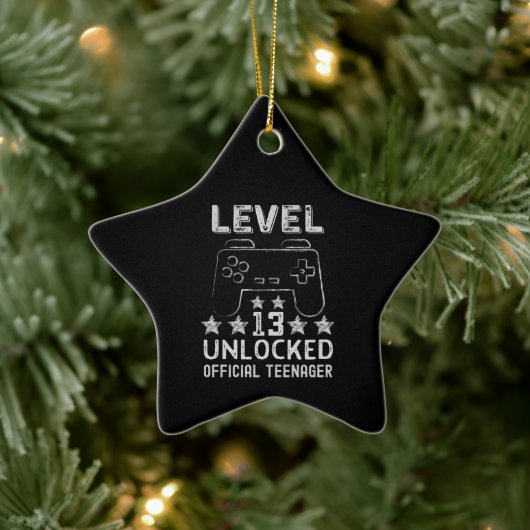 Level 13 unlocked official teenager 13th birthday keramik ornament (Baum)