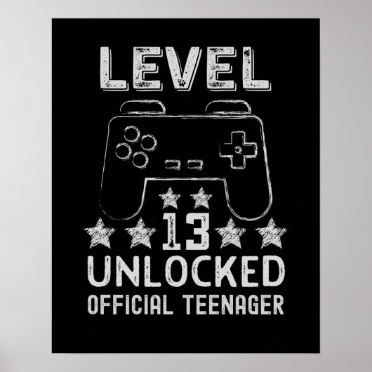 Level 13 unlocked official teenager 13th birthday poster (Vorne)