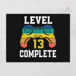 Level 13 vollständig, Retro-Videospieler 13. Gebur Postkarte