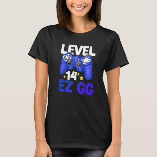 Level 14 EZ GG 14th Gamer Boy Teenager Controller  T-Shirt (Vorderseite)